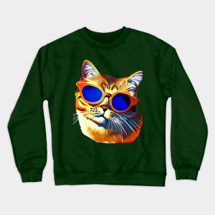 Ginger cat in sunglasses Crewneck Sweatshirt